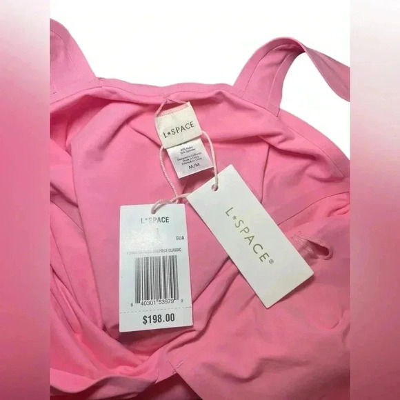 L*Space Katness One Piece Swimsuit Pink Size M NWT Plunge Cut - Picture 5 of 5